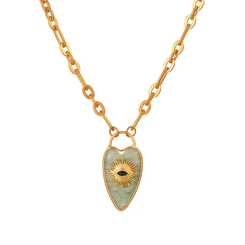 Evil eye heart amethyst necklace for women spiritual jewelry