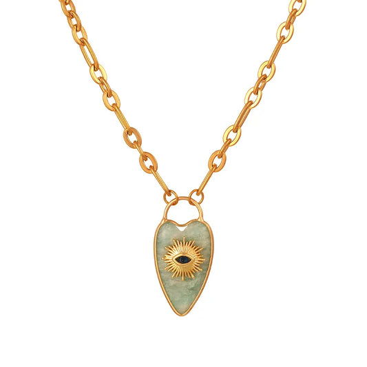 Evil eye heart amethyst necklace for women spiritual jewelry