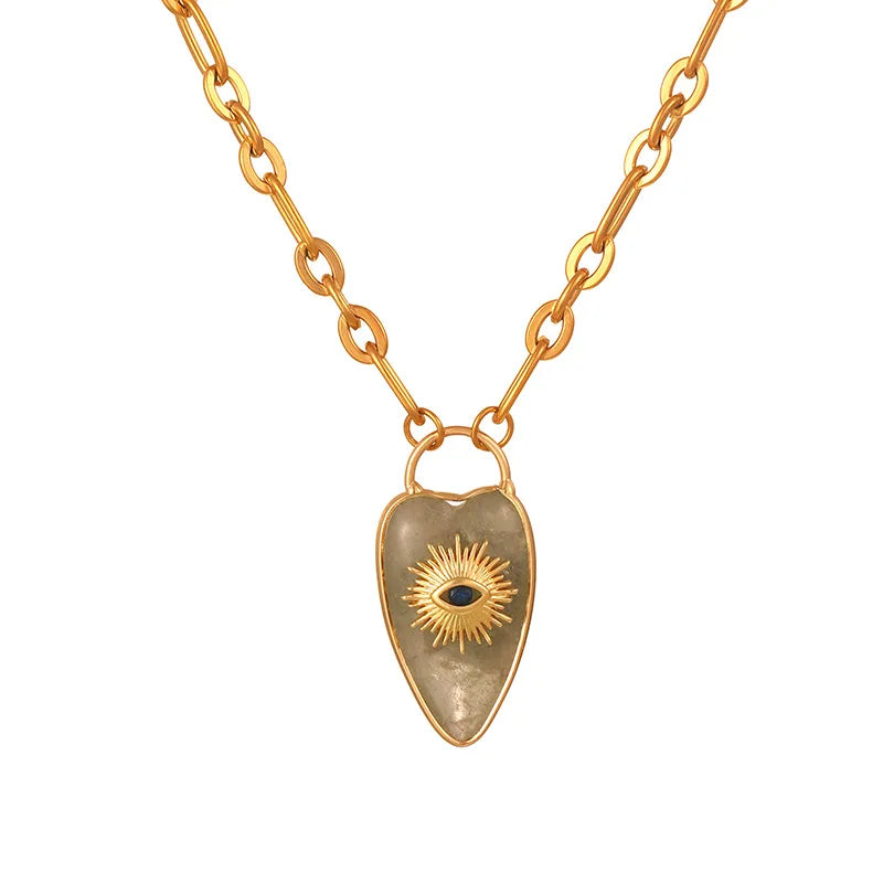 Protective evil eye heart crystal pendant jewelry gift for her