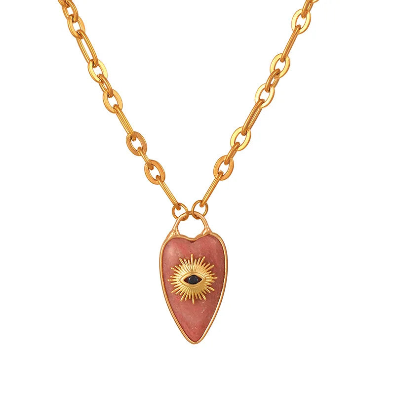 Spiritual healing necklace with heart shaped gemstone pendant