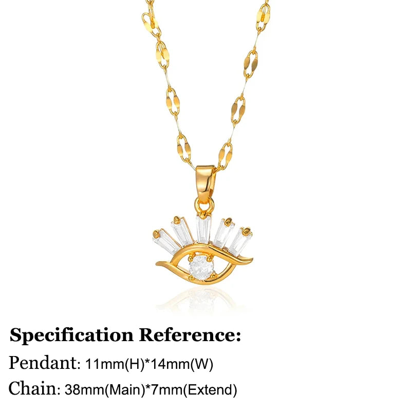 Women gold color evil eye necklace with blue zircon stone elegant jewelry