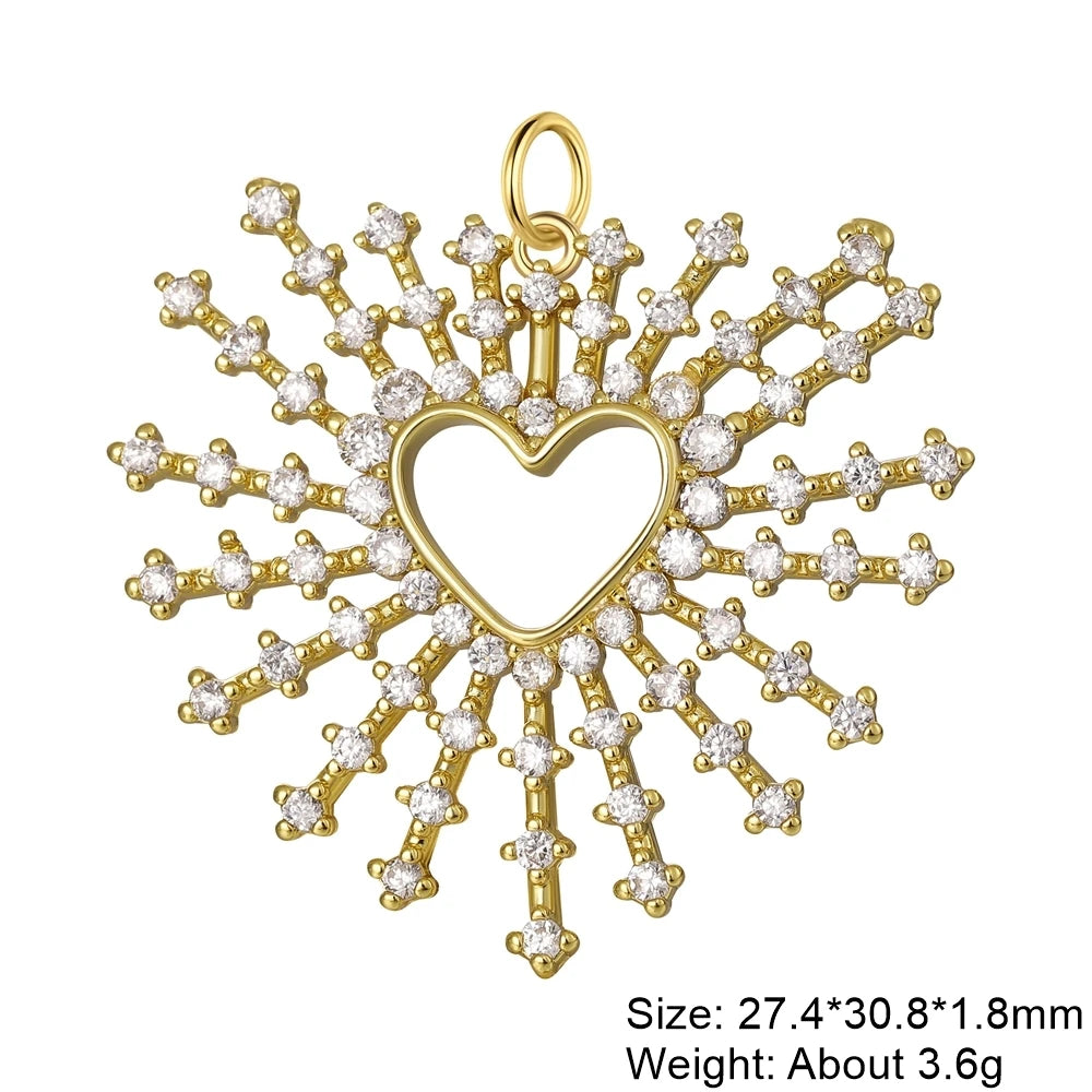 heart pendant charm set 18K gold plated DIY jewelry supplies