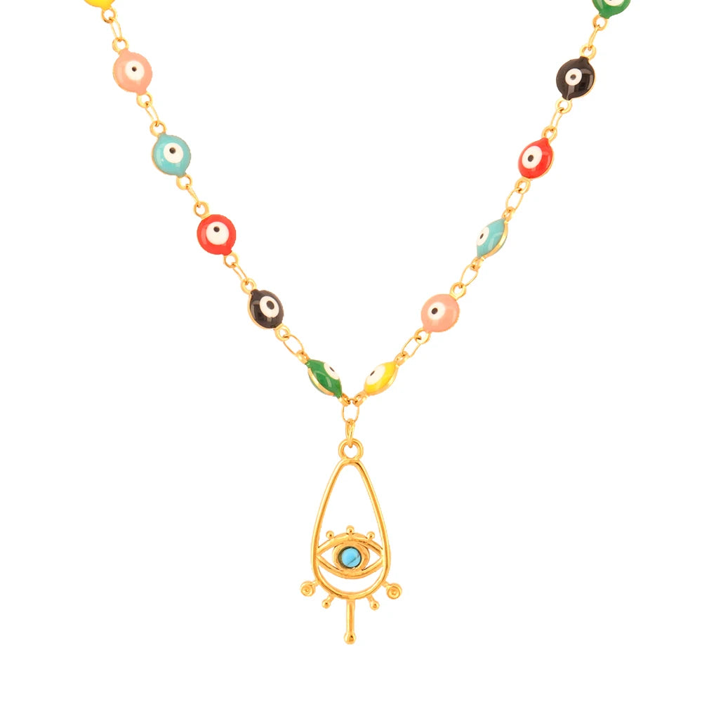 Minimalist blue evil eye charm necklace elegant spiritual protection jewelry