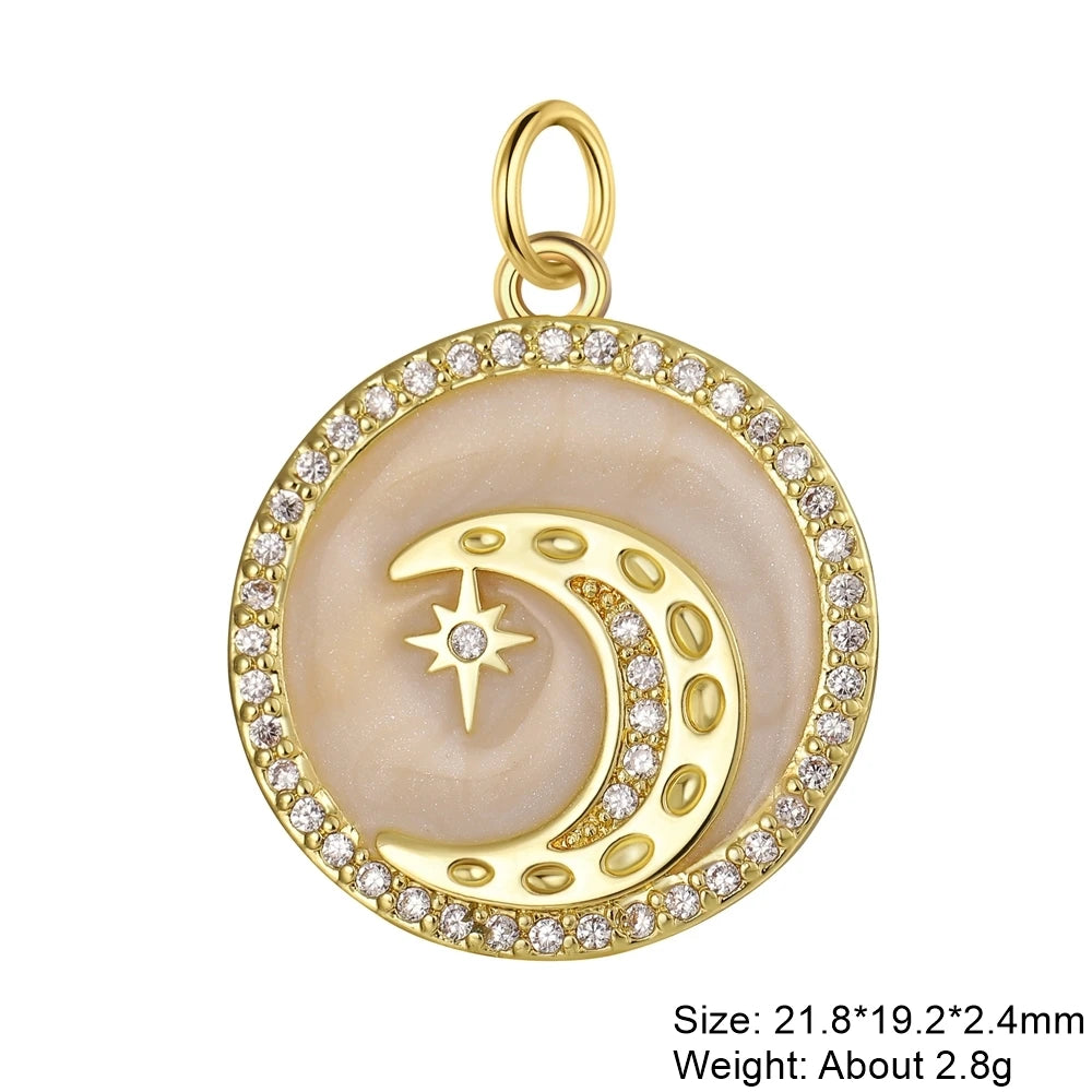 Moon star and Hamsa gold plated charms set for DIY necklace and bracelet making