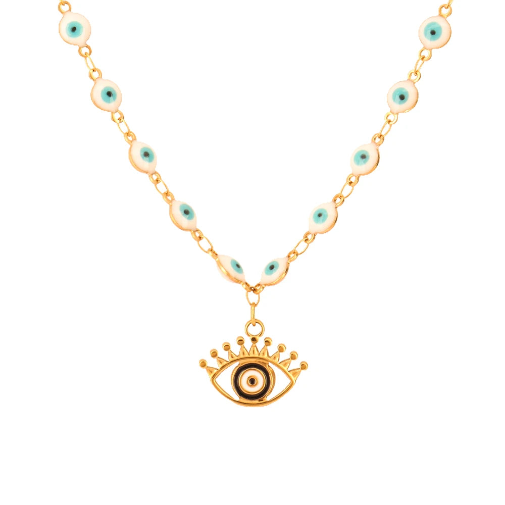 Stainless steel evil eye necklace chain durable unisex spiritual jewelry