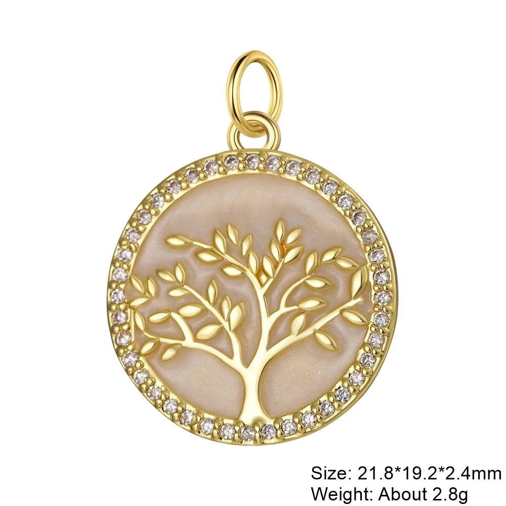 Tree of Life 18K gold plated charm pendant for DIY jewelry making spiritual symbol